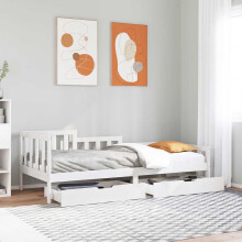 Berkfield Daybed with Drawers without Mattress White 80x200 cm Solid Wood