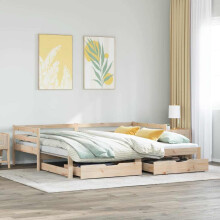 Berkfield Daybed with Trundle and Drawers without Mattress 90x190 cm Single