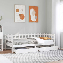 Berkfield Daybed with Drawers without Mattress White 90x190 cm Single Solid Wood