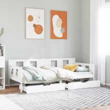 Berkfield Daybed with Drawers without Mattress White 90x190 cm Single Solid Wood