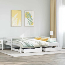 Berkfield Daybed with Drawers without Mattress White 90x200 cm Solid Wood