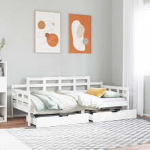 Berkfield Daybed with Drawers without Mattress White 90x190 cm Single Solid Wood