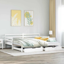 Berkfield Daybed with Trundle and Drawers without Mattress White 90x200 cm