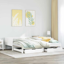 Berkfield Daybed with Trundle and Drawers without Mattress White 90x190 cm Single