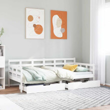 Berkfield Daybed with Drawers without Mattress White 90x200 cm Solid Wood