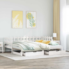 Berkfield Daybed with Trundle and Drawers without Mattress White 90x200 cm