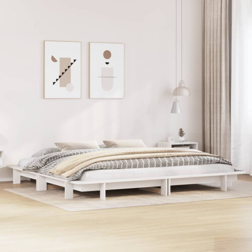 Berkfield Bed Frame without Mattress White 200x200 cm Solid Wood Pine