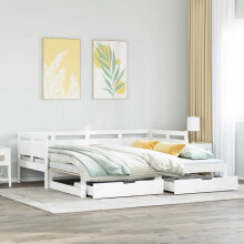 Berkfield Daybed with Trundle and Drawers without Mattress White 90x200 cm