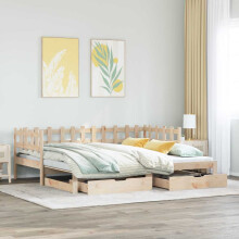 Berkfield Daybed with Trundle and Drawers without Mattress 90x200 cm