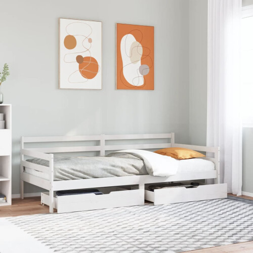 Berkfield Daybed with Drawers without Mattress White 90x200 cm Solid Wood