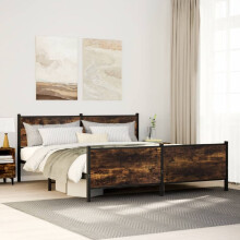 Berkfield Metal Bed Frame without Mattress Smoked Oak 200x200 cm