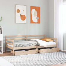 Berkfield Daybed with Drawers without Mattress 90x190 cm Single Solid Wood