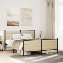 Berkfield Metal Bed Frame without Mattress Sonoma Oak 150x200 cm King Size