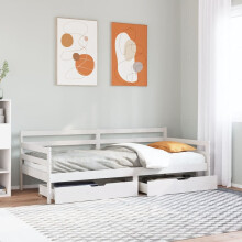 Berkfield Daybed with Drawers without Mattress White 90x190 cm Single Solid Wood
