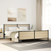 Berkfield Metal Bed Frame without Mattress Sonoma Oak 183x213 cm