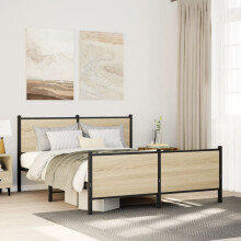 Berkfield Metal Bed Frame without Mattress Sonoma Oak 140x200 cm