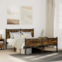 Berkfield Metal Bed Frame without Mattress Smoked Oak 150x200 cm King Size