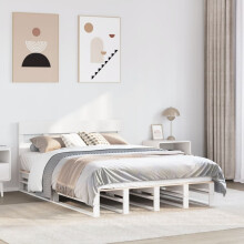 Berkfield Bed Frame without Mattress White 150x200 cm King Size Solid Wood Pine