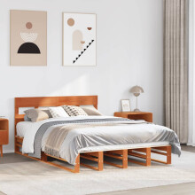 Berkfield Bed Frame without Mattress Wax Brown 120x190 cm Small Double Solid Wood Pine