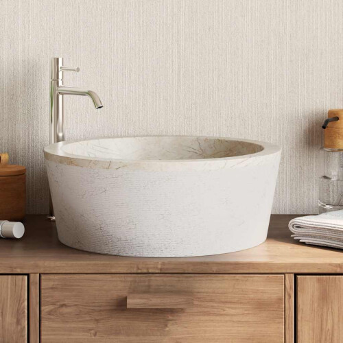 Berkfield Sink Cream ò40x15 cm Marble 2