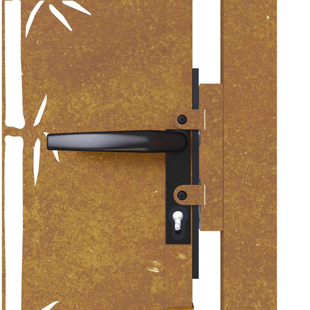 Berkfield Garden Gate 100X125 Cm Corten Steel Bamboo Design 8295943876559