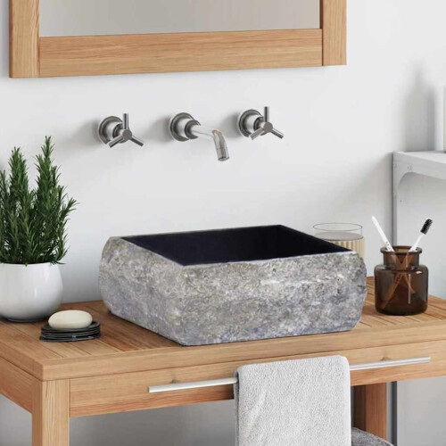 Berkfield Sink Black 30x30x13 cm Marble 2