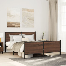 Berkfield Metal Bed Frame without Mattress Brown Oak 150x200 cm King Size