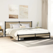 Berkfield Metal Bed Frame without Mattress Sonoma Oak 180x200 cm Super King
