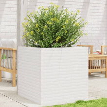 Berkfield Garden Planter White 70x70x68.5 cm Solid Wood Pine