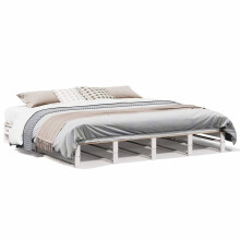 Berkfield Bed Frame without Mattress White 180x200 cm Super King Solid Wood Pine