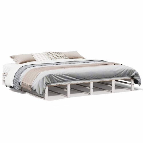 Berkfield Bed Frame without Mattress White 180x200 cm Super King Solid Wood Pine