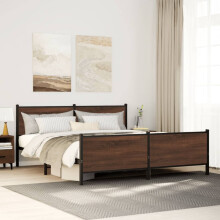 Berkfield Metal Bed Frame without Mattress Brown Oak 193x203 cm