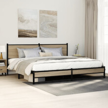 Berkfield Metal Bed Frame without Mattress Sonoma Oak 193x203 cm