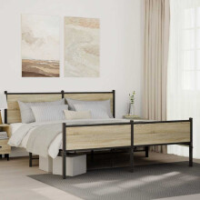 Berkfield Metal Bed Frame without Mattress Sonoma Oak 160x200 cm