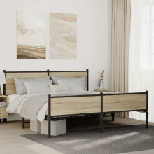 Berkfield Metal Bed Frame without Mattress Sonoma Oak 183x213 cm