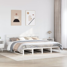 Berkfield Bed Frame without Mattress White 180x200 cm Super King Solid Wood Pine