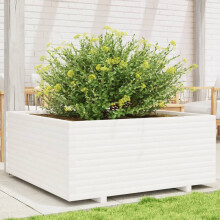 Berkfield Garden Planter White 110x110x49.5 cm Solid Wood Pine