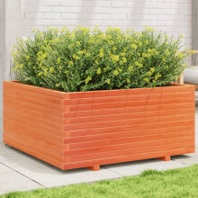 Berkfield Garden Planter Wax Brown 100x100x49.5 cm Solid Wood Pine