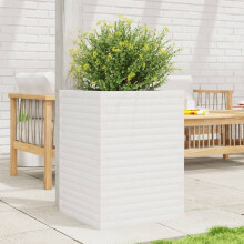 Berkfield Garden Planter White 50x50x68.5 cm Solid Wood Pine
