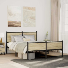 Berkfield Metal Bed Frame without Mattress Sonoma Oak 150x200 cm King Size