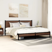 Berkfield Metal Bed Frame without Mattress Brown Oak 180x200 cm Super King