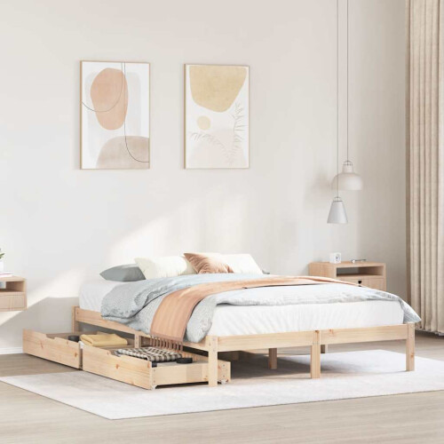 Berkfield Bed Frame without Mattress 135x190 cm Double Solid Wood Pine