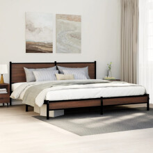 Berkfield Metal Bed Frame without Mattress Brown Oak 193x203 cm