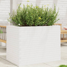 Berkfield Garden Planter White 90x60x68.5 cm Solid Wood Pine
