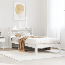 Berkfield Bed Frame with Headboard without Mattress White 75x190 cm Small Single