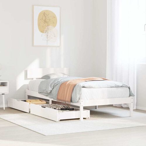 Berkfield Bed Frame without Mattress White 75x190 cm Small Single Solid Wood Pine