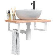 Berkfield Basin Shelf Wall Mounted Steel and Solid Wood Beech