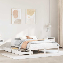 Berkfield Bed Frame without Mattress White 135x190 cm Double Solid Wood Pine