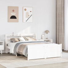 Berkfield Bed Frame with Headboard without Mattress White 150x200 cm King Size