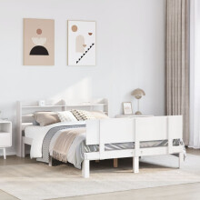 Berkfield Bed Frame with Headboard without Mattress White 120x190 cm Small Double